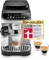 De'Longhi Magnifica Evo ECAM 292.81.B Kaffeevollautomat mit LatteCrema Milchsystem, 7 Direktwahltasten für Cappuccino, Espresso und weitere Kaffeespezialitten, 2-Tassen-Funktion, Schwarz