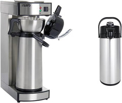 Saro Thermo Kaffeemaschine mit Korbfilter und Thermoskanne Industriekaffeemaschine mit Pumpkanne (2,2 Liter, ca. 10 Tassen Kaffee, Brüh- & Warmhaltefunktion), silber