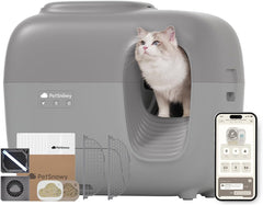 PetSnowy Katzenklo Selbstreinigend Katzentoilette mit TiO2-Geruchskontrollsystem, App-Steuerung, Auto-Packing für große Katzen & Mehrkatzenhaushalte 1,5-9 kg, Max Kapazität von 83L (2025 Premium)