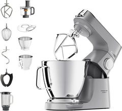 Kenwood Titanium Chef Baker KVL85.424SI Küchenmaschine mit integrierter Waage, inkl. 4-teiligem Patisserie-Set, 7 L und 5L Rührschüssel, stufenloser Geschwindigkeitsregler, 1200 W, Silber