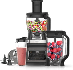 Ninja 3-in-1 Küchenmaschine & Mixer mit 5 Programmen: Mixen, Max Mixen, Hacken, Mischen, Pürieren, 1,8L Schüssel, 2,1L Krug, 700ml Becher, 1200W, spülmaschinenfest, Auto-iQ, Schwarz BN800EU