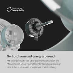 MEACO MeacoFan Sefte Tischventilator - 10 Luftumwälzer mit 12 Geschwindigkeiten - Horizontale und vertikale Oszillation - 3 Oszillationsbereiche - Ultraleise, ferngesteuerte Kühlung, Schwarz