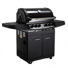 KOBE Gasgrill STYLE PLATINUM, BLACK EDITION 4 Brenner und Seitenkocher, 145x61x116cm