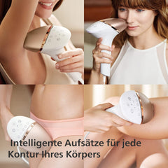 Philips Lumea 8000 Series, IPL-Haarentfernungsgerät, Alternative zur Laserhaarentfernung, SenseIQ Technologie, 4 Aufsätze für Körper, Gesicht, Bikinizone und Achselhöhlen, Modell BRI948/00
