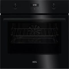 AEG Einbaubackofen – Serie 5 Ringheißluft: Gleichmäßige Garergebnisse auf 3 Ebenen – Pyrolyse Selbstreinigung – 25 Automatikprogramme – LED-Touchdisplay – Schnellaufheizung – Schwarz – BPE53516AB
