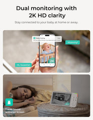 Dr.Care VistaView Smart WLAN Babyphone mit 2 Kameras, 5” 1080P HD, 2K Kamera, App-Steuerung, Bewegungs- & Weinen-Alarm, Nachtsicht, 5000mAh, Zwei-Wege-Audio, 390m Reichweite