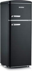 SEVERIN Retro - Kühl-/ Gefrierkombination, platzsparendes Raumwunder, 4 x höhenverstellbare Abstellflächen und eine große Veggiebox, 206 L Nutzinhalt, creme, RKG 8933