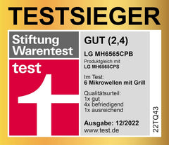LG MS2595CIS Mikrowelle mit Smart Inverter Technologie, 25 Liter Kapazität, 1000 W, Automatikprogramme, einstellbare Leistungsstufen und EasyClean-Funktion, Silber