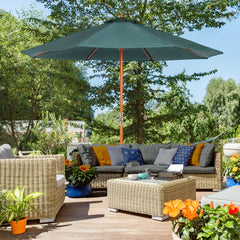 Outsunny Sonnenschirm Garten UV-beständig Handkurbel Pappelholz