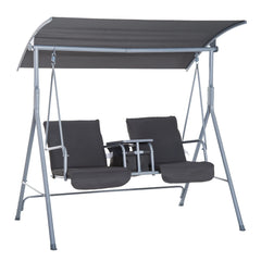 Outsunny Hollywoodschaukel 2-Sitzer mit Sonnendach Becherhalter