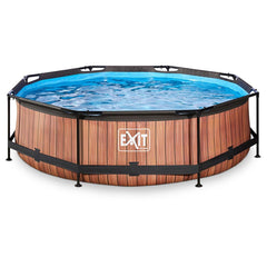 Exit Toys Wood Pool, Frame Pool, Ø 300 x 76 cm, braun - B-Ware neuwertig