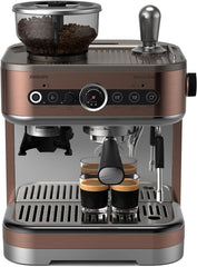 Philips Barista Brew Halbautomatische Espressomaschine - Einfacher & doppelter Espresso + Americano Taste, 250g Bohnenbehälter, Intuitive Führung, Kalibriertes Stampfen, Metall Silber (PSA3218/01)