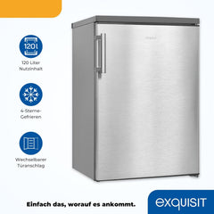 Exquisit Kühlschrank mit Gefrierfach, 120 Liter, 4-Sterne-Gefrierfach, Kühlschrank freistehend, KS516-4-H-010D weiss