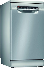Bosch SPS4HMI61E Serie 4 Freistehender Geschirrspüler / E / 45 cm / Edelstahl / 76 kWh/100 Zyklen / 10 MGD / SuperSilence / Extra Trocknen / VarioSchublade / Home Connect