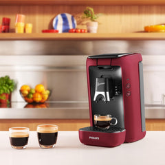 Philips Senseo Maestro Kaffeepadmaschine mit Kaffeestrkewahl und Memo-Funktion, 1,2 Liter Wasserbehlter, Grünes Produkt, Farbe: Rot (CSA260/90)