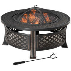 Outsunny Feuerschale BBQ-Grill 2-in-1 Bronzeoptik