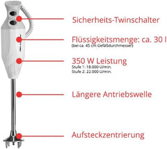 ESGE Zauberstab P 350 Profi, Stabmixer weiß inklusive Multifunktionsmesser, bis zu 22.000 U/min, 90880, weiß/grau