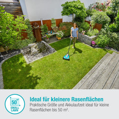 Gardena Akku-Rasenmäher HandyMower 22/18V P4A Ready-To-Use Set: Handrasenmäher, für Rasenflächen bis zu 50 m², Schnitthöhenverstellbar, inkl. 18V P4A Akku (14620-20)