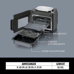 Ninja Combi 12-in-1 Multikocher, Ofen & Heißluftfritteuse, 12 Kochfunktionen, Air Fryer & Grillen Zubereitung in 15 Min*, mit Backblech, Pfanne, Crisper Gittereinsatz, Rezeptanleitung, Grau, SFP700EU.