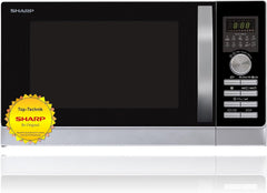 Sharp R843INW 4-in-1 Mikrowelle mit Heiluft, Grill und Konvektion/ 25 L/ 800 W/ 1000 W Infrarotgrill/ 2500 Konvection/ 10 Automatikprogramme/ Pizza-Programm/ Metalldrehteller (30 cm)/ silber
