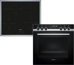Siemens EQ522IA01, Einbauherd-Set, Bestehend aus HE517GBS4 Herd, 60 x 60 cm, 3D Heißluft, Selbstreinigung, Clip Auszug & EI645CFB6E Induktionskochfeld, Bräterzone, powerBoost, Edelstahl Rahmen