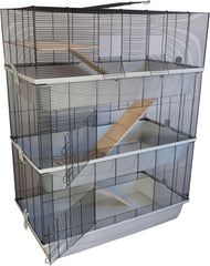 PETGARD Kleintier-Käfig Carlos Sky - XXL Hasen-Käfig - 3-stöckiges Nager-Haus - Hamsterkäfig mit Holzleitern - Mäusekäfig 98 x 52 x 129 cm