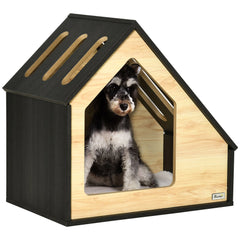 PawHut Hundehütte Holz 60x40 cm mit Kissen für kleine Hunde
