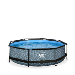 Pool Gartenpool Schwimmbecken Frame 300 x 76 steinoptik EXIT - B-Ware sehr gut