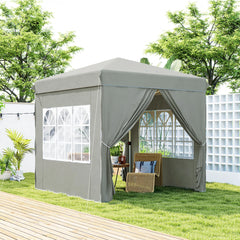 Outsunny Faltpavillon 2,5×2,5 m mit UV-Schutz & Seitenteilen