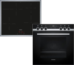Siemens EQ522IA01, Einbauherd-Set, Bestehend aus HE517GBS4 Herd, 60 x 60 cm, 3D Heißluft, Selbstreinigung, Clip Auszug & EI645CFB6E Induktionskochfeld, Bräterzone, powerBoost, Edelstahl Rahmen