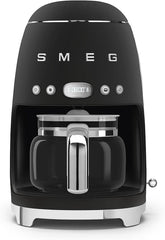Smeg, DCF02BLMEU, Filter-Kaffeemaschine, Aroma und Autostart-Funktion, Glaskaraffe bis 12 Tassen, 2 Intensitätsniveaus, Warmhaltefunktion, 1050W, Mattschwarz