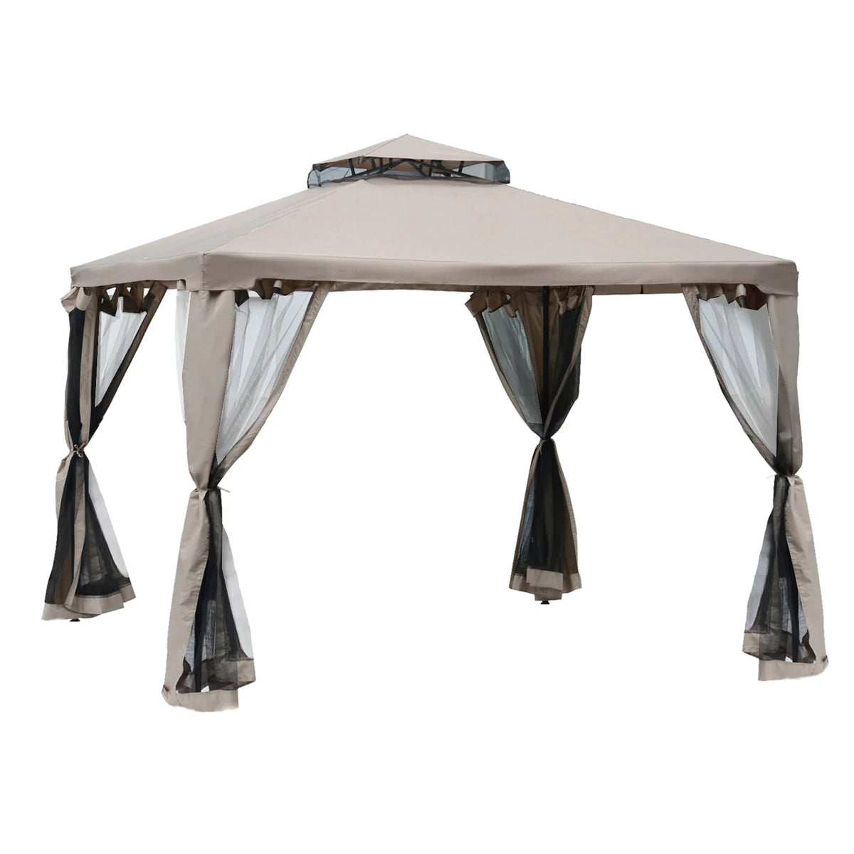 Outsunny Gartenpavillon mit Moskitonetz Doppeldach UV-Schutz