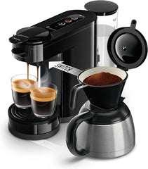 Philips Senseo Switch Pad- und Filterkaffeemaschine, 2-in-1-Brühtechnologie, 1-Liter-Wasserbehlter, 7 Tassen in einem Durchgang, Klavierlackschwarz (HD6592/64)