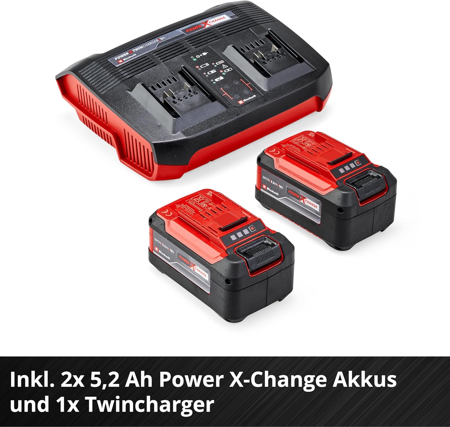 Einhell Akku-Rasenmäher RASARRO 36/42 Kit Power X-Change (36V, 42 cm Schnittbreite, bis 725 m², Brushless, 50L Fangkorb, Mulchfunktion, inkl. 2x 5,2Ah + 1x Twincharger)