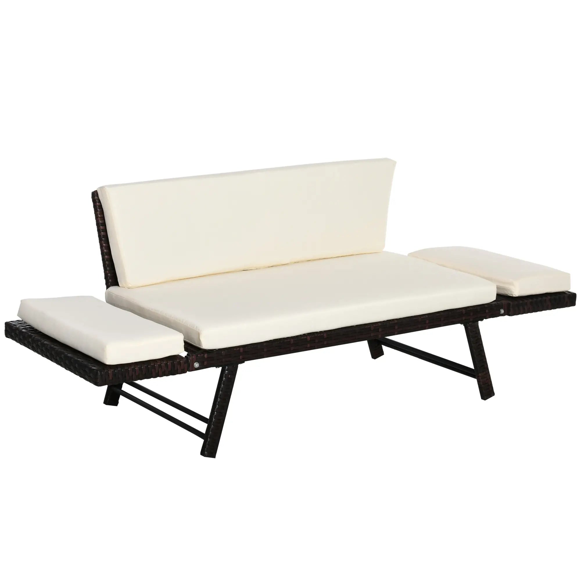 Outsunny Polyrattan Gartensofa 2-Sitzer klappbare Armlehnen