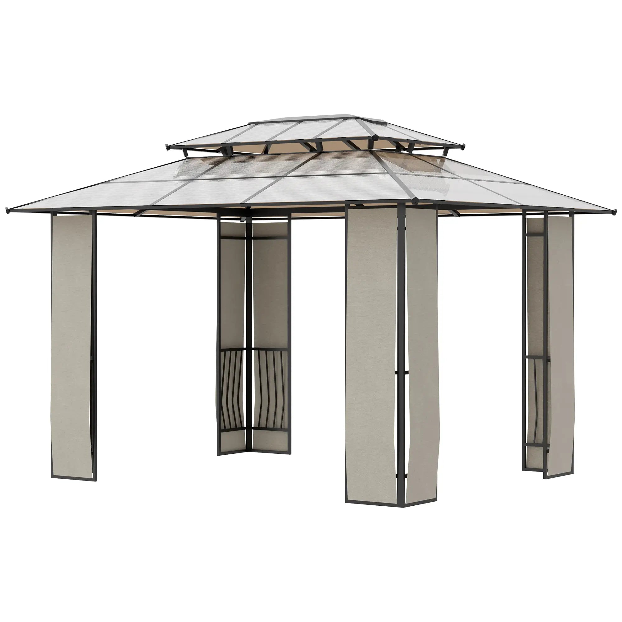 Outsunny Gartenpavillon Polycarbonat-Dach UV-Schutz Outdoor