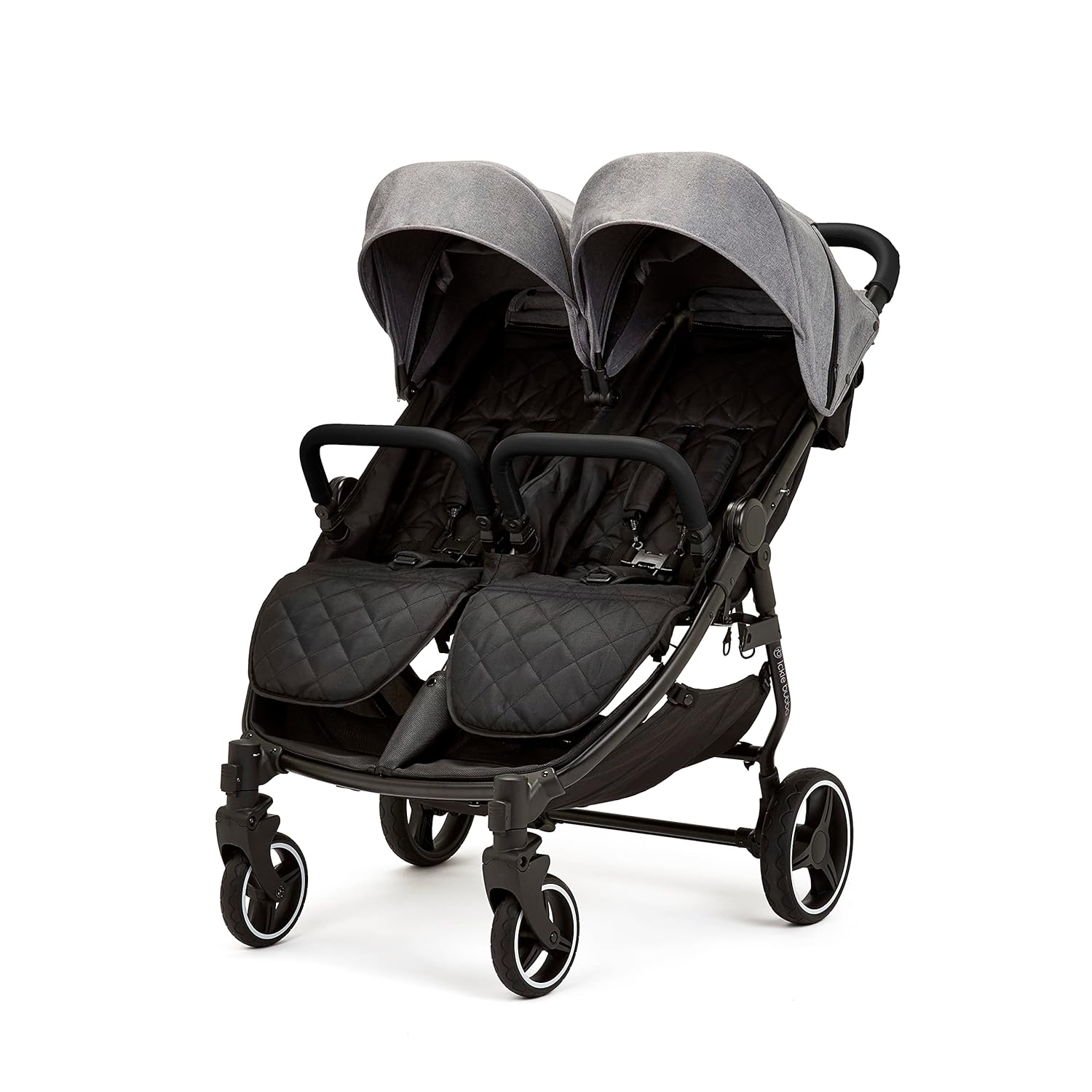Venus Max Doppel kinderwagen - geeignet von Geburt bis 15 kg (ca. 3 Jahre), kompakter, leichter, faltbarer Zwillingskinderwagen, inklusive Regenschutz und Fußwärmer (Biscuit)