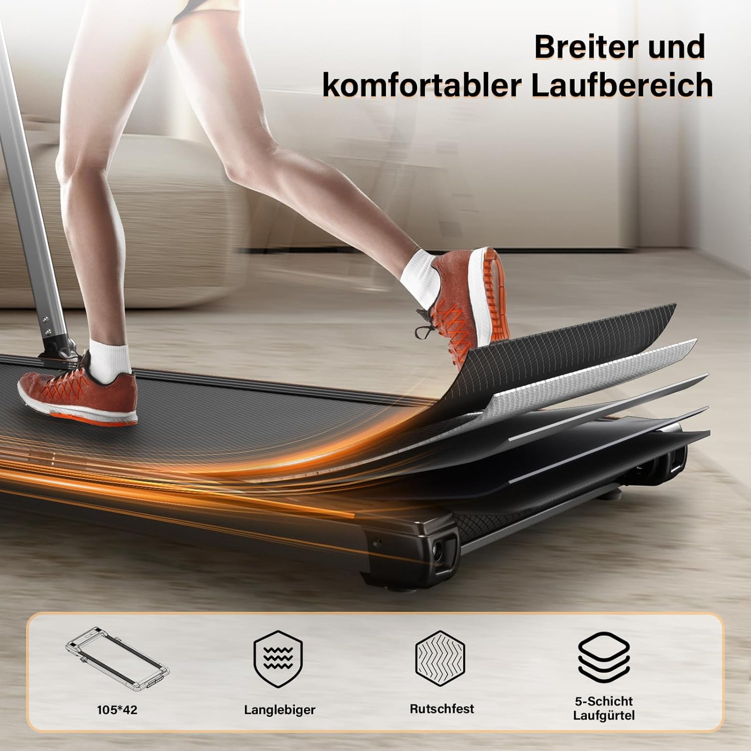 Laufband für Zuhause-AIRHOT, 2,5 PS Walking Pad, Untertisch-Laufband mit Fernbedienung und LED-Anzeige, maximale Geschwindigkeit von 6 km/h BZW. 12 km/h. Kompaktes Laufband für zuhause oder das Büro