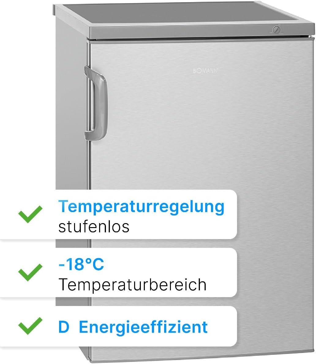 Bomann Gefrierschrank 87L | Gefrierschrank klein mit Temperaturbereich ≤ -18°C | 3 Schubladen | Tiefkühlschrank mit wechselbarem Türanschlag | Freezer Tiefkühlschrank klein GS 7253 weiß