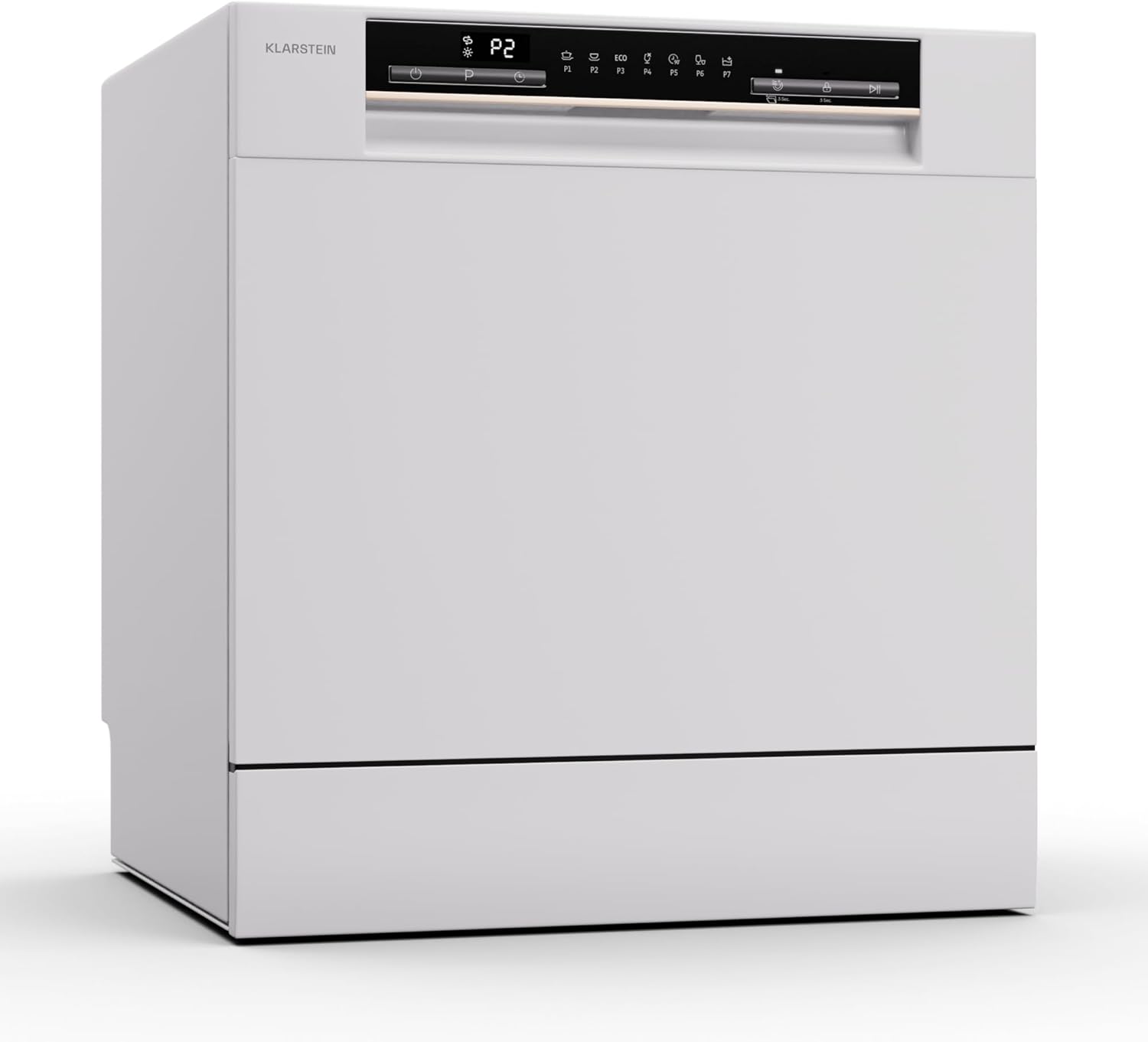 Klarstein ia 8 - Spülmaschine, Geschirrspüler, Freistehend, Teilintegriert, F, 55 cm breit, 8 Maßgedecke, 6 Programme, Aquastop, silber