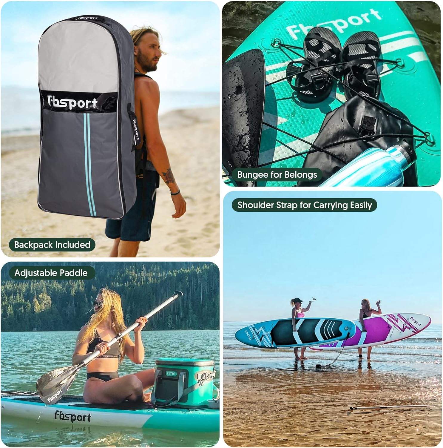 Premium-Stand-Up-Paddle-Board, Yoga-Board mit strapazierfähigem SUP-Zubehör und Tragetasche | Breiter Stand, Surf-Kontrolle, rutschfestes Deck, Leine, Paddel und Pumpe für Jugendliche und Erwachsene