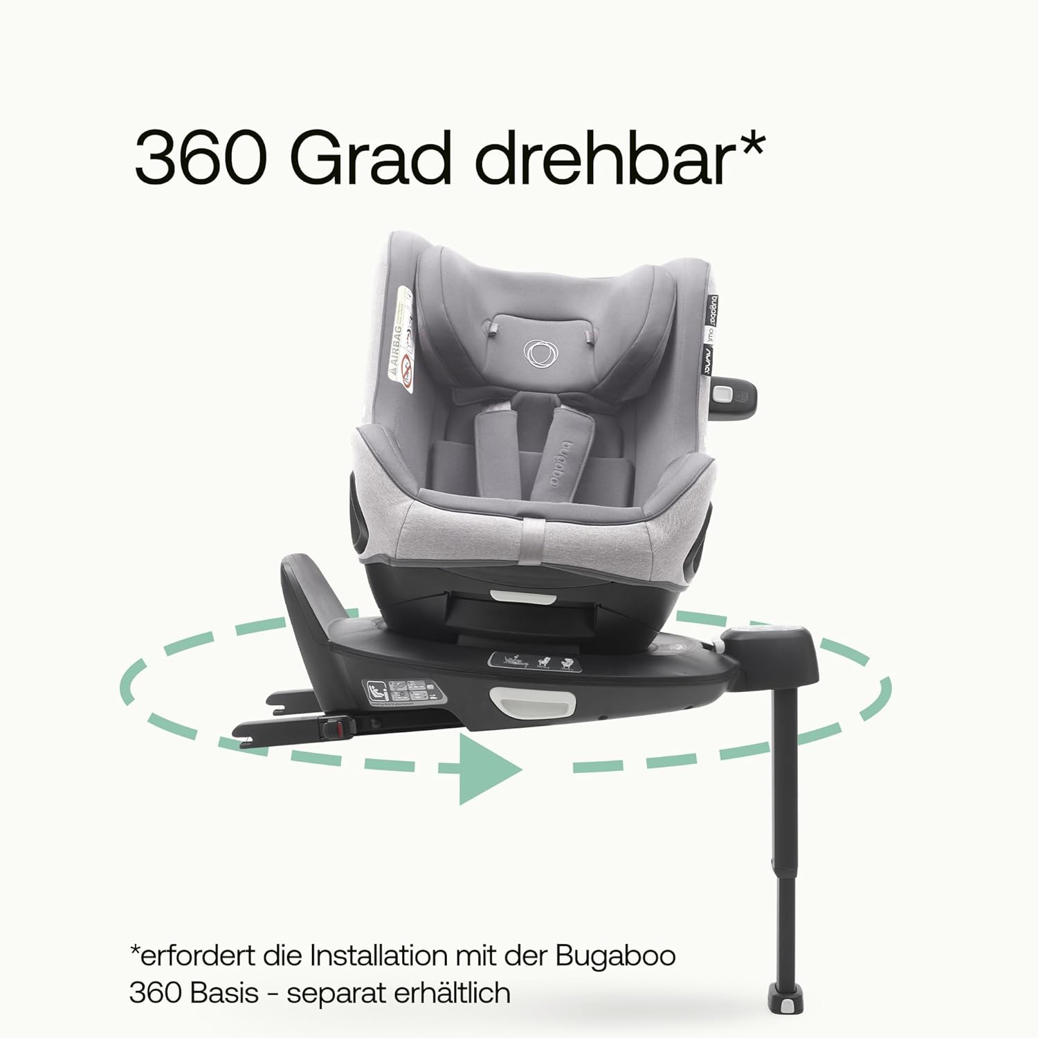 Bugaboo Owl by Nuna Isofix Kindersitz von der Geburt bis 4 Jahre, 0-18 kg. 360 Grad drehbar, Gruppe 0+/1, ultimativer Komfort und Sicherheit, verstärkte Schale und seitlicher Aufprallschutz, Grey