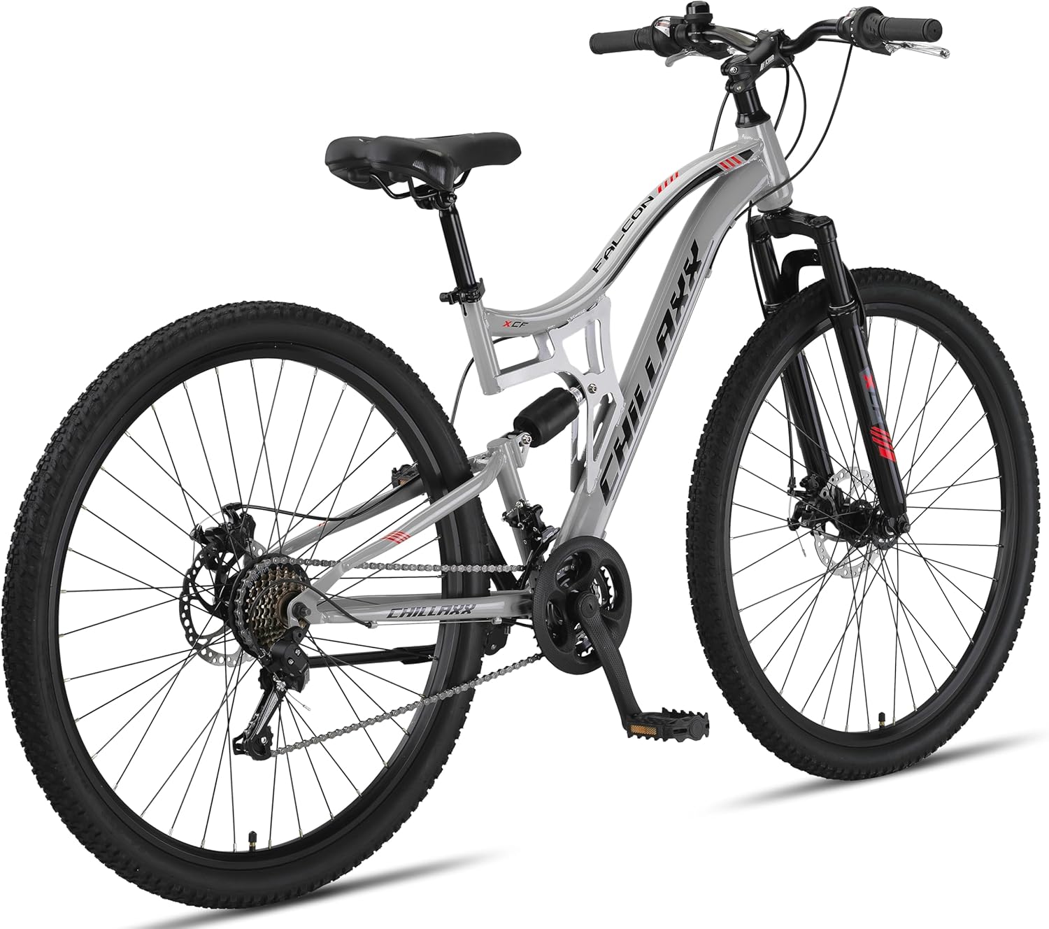 Chillaxx Bike Falcon Premium Mountainbike in 24,26,27.5 und 29 Zoll - Fahrrad für Jungen, Mädchen, Damen und Herren - Scheibenbremse- 21 Gang-Schaltung - Vollfederung