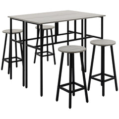 HOMCOM Bartisch-Set 6-teilig kombinierbar platzsparend Essgruppe