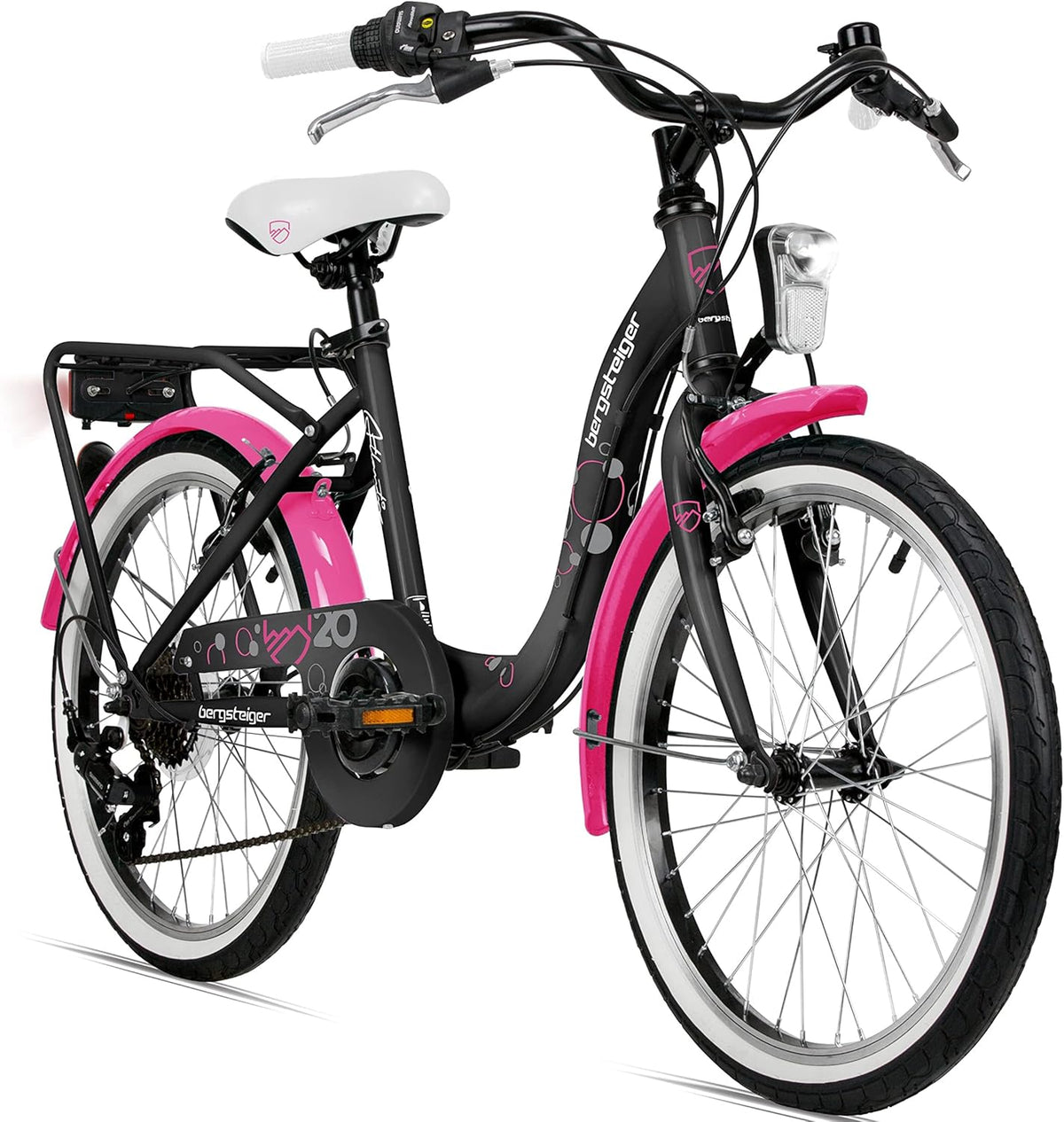 Bergsteiger Atlantis 20, 24 Zoll Kinderfahrrad, geeignet für 6,7, 8, 9, 10, 11 Jahre, StVZO, Shimano Schaltung, Mädchen-Fahrrad mit Dynamo-Licht