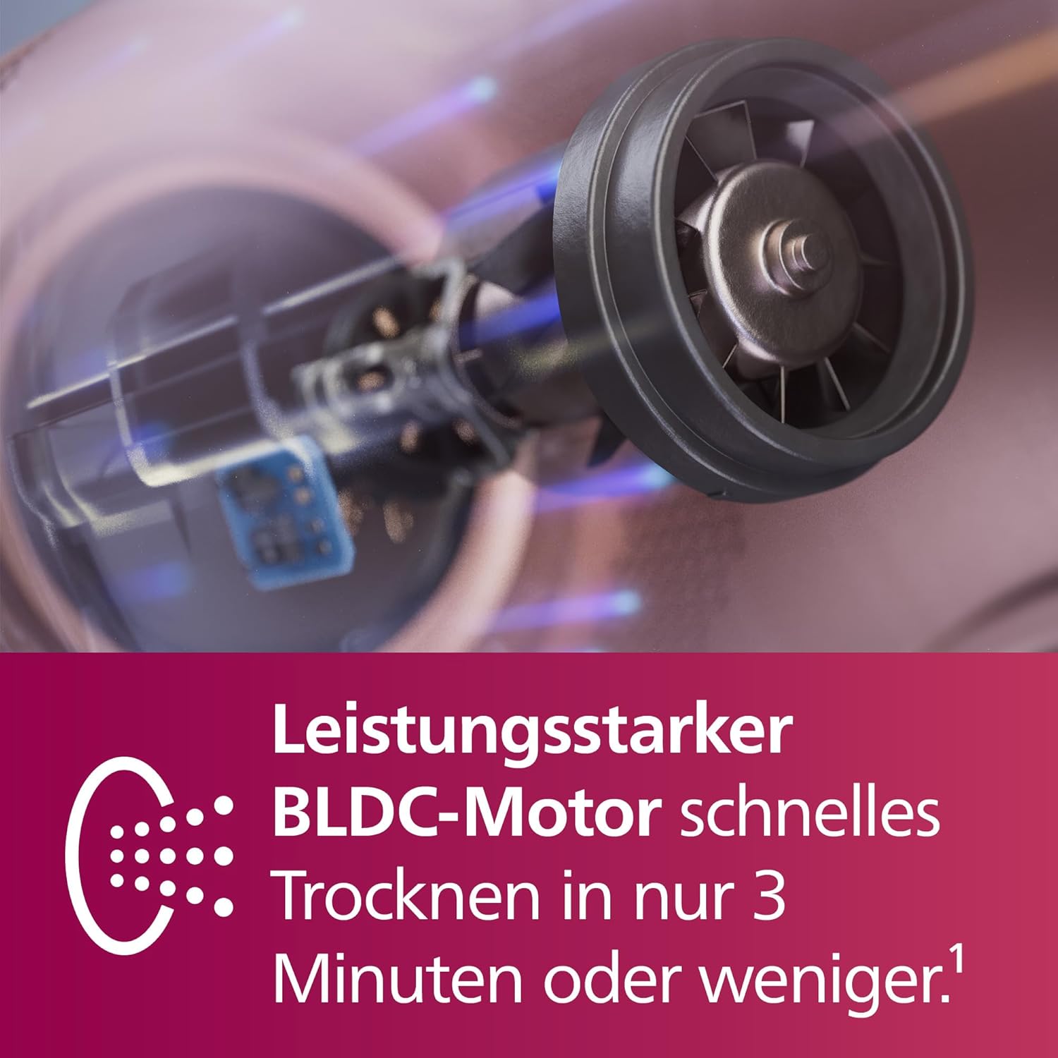Philips Hochgeschwindigkeits-Haartrockner Serie 8000, ThermoShield Advanced, Ionic, Stylingdüse & Diffusor, Kopfhautpflege, 1400 W, Rose Champagne, Modell BHD837/10