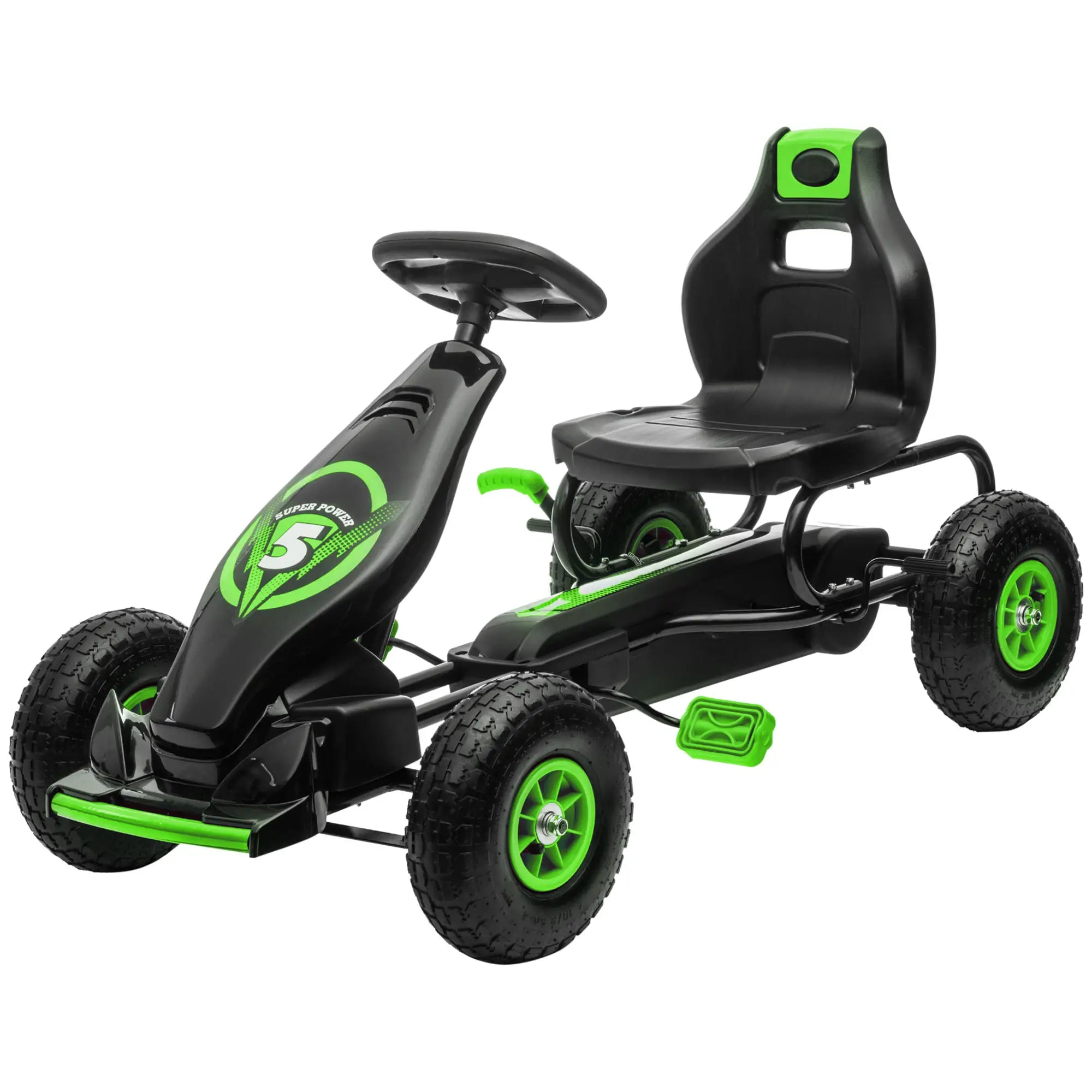 HOMCOM Gokart Kinderfahrzeug 3-fach verstellbarer Sitz Gummireifen