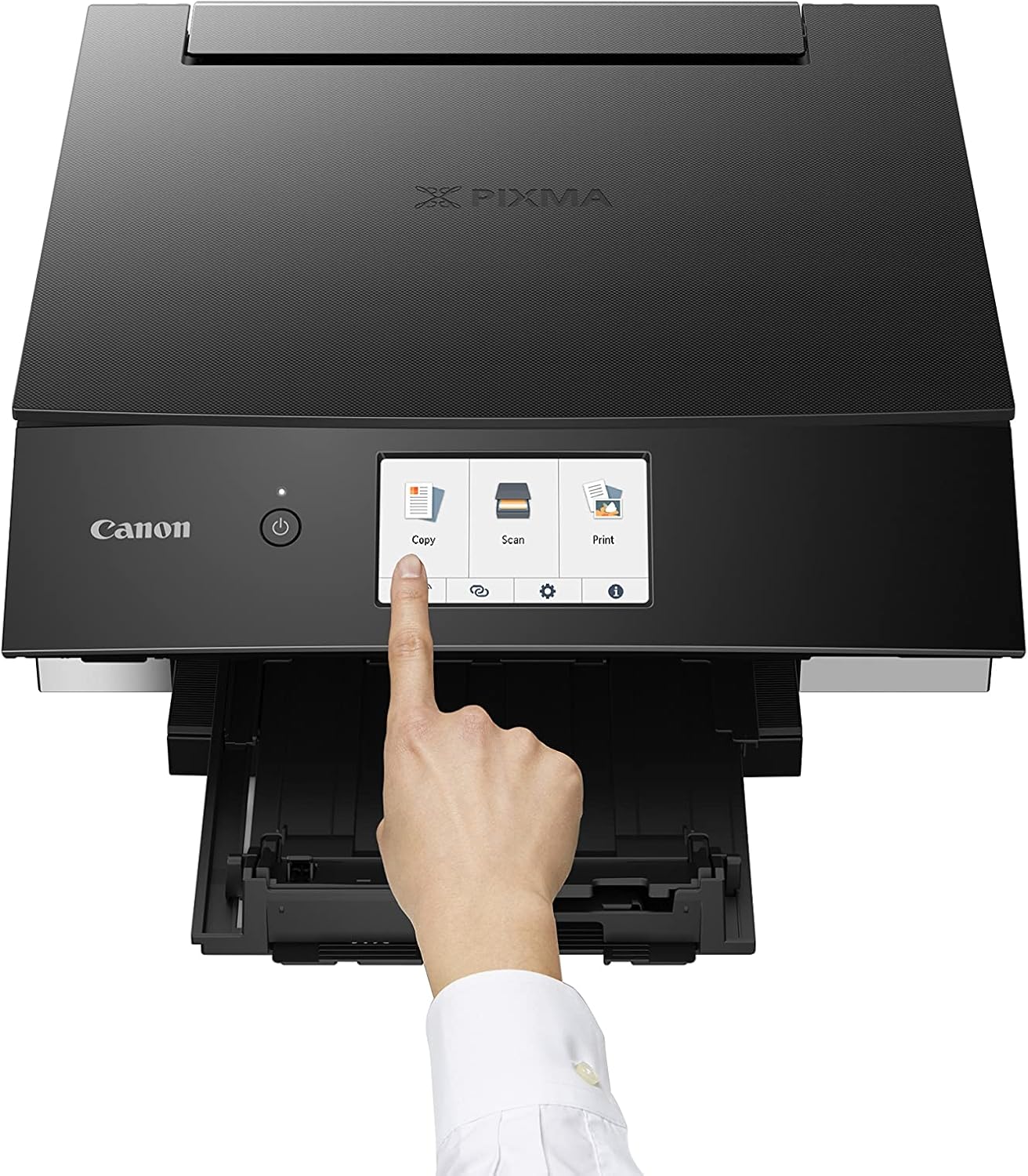 Canon PIXMA TS8750 Multifunktionsdrucker 3in1 (Tintenstrahl,Drucken, Kopieren, Scannen, A4, 10,8 cm Touch LCD, WLAN, Duplexdruck, 2 Papierzuführungen, 2 x 100 Blatt, 6 Separate Tinten) schwarz