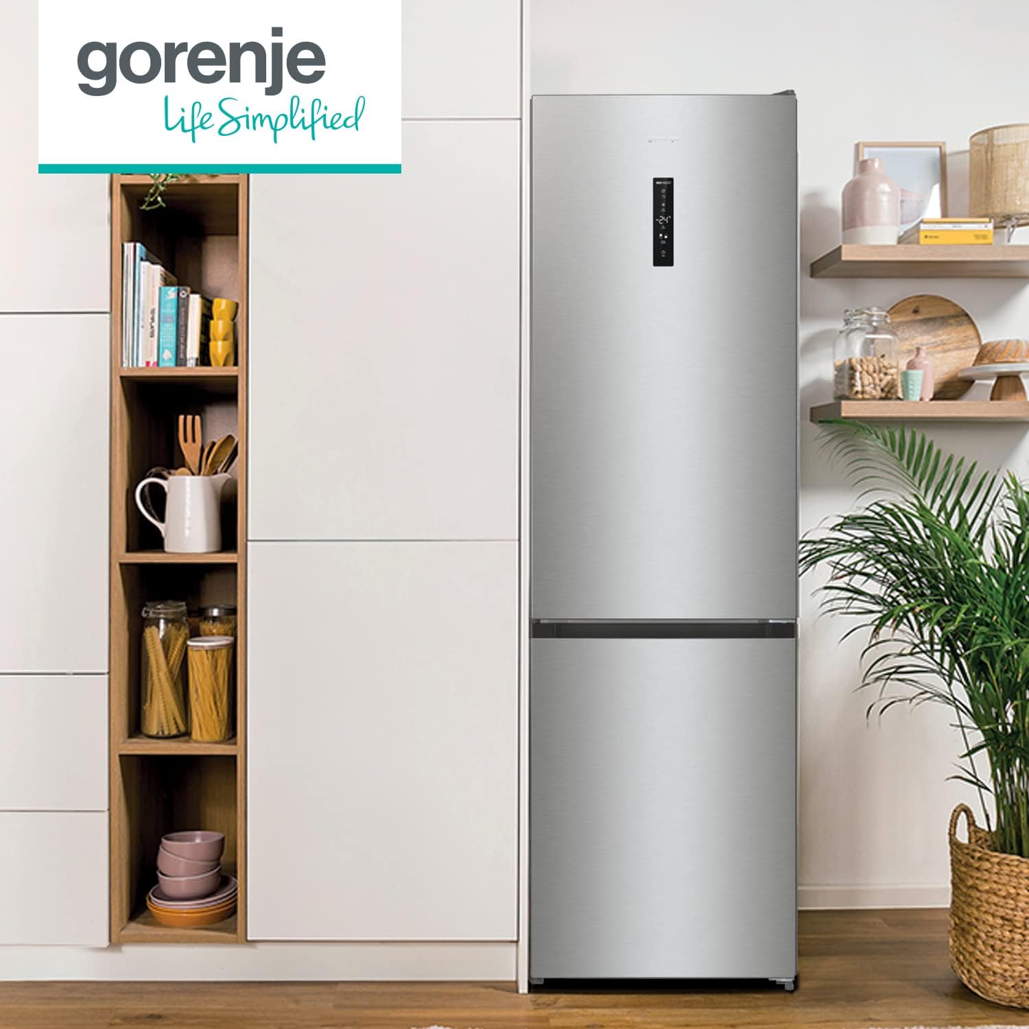 Gorenje N 619EAW4 Kühl-Gefrier-Kombination / LED Display / 186 cm / 300 l / NoFrostPLus / Gemüsefach mit Feuchteregler / FastFreeze / weiß
