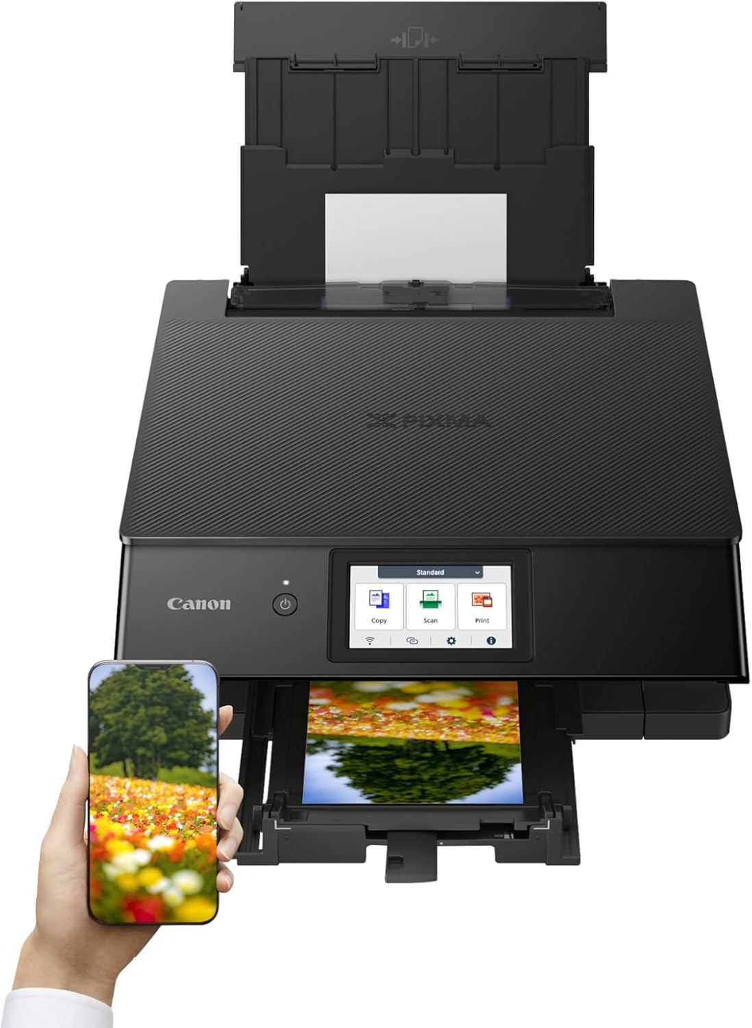 Canon PIXMA TS8750 Multifunktionsdrucker 3in1 (Tintenstrahl,Drucken, Kopieren, Scannen, A4, 10,8 cm Touch LCD, WLAN, Duplexdruck, 2 Papierzuführungen, 2 x 100 Blatt, 6 Separate Tinten) schwarz